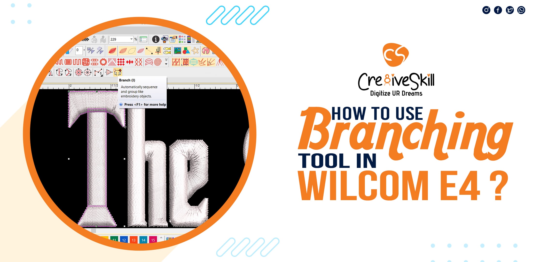 How To Use Branching Tool in Wilcom E4 - Cre8iveSkill