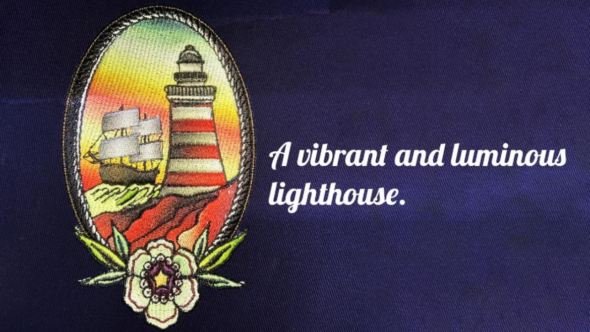 A vibrant and luminous Coloreel Embroidery lighthouse | Cre8iveSkill