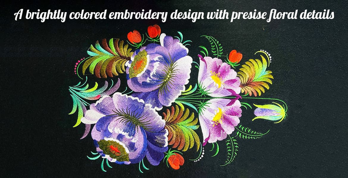 A Brightly Colored Coloreel Embroidery Design With Presise Floral Details - Cre8iveSkill