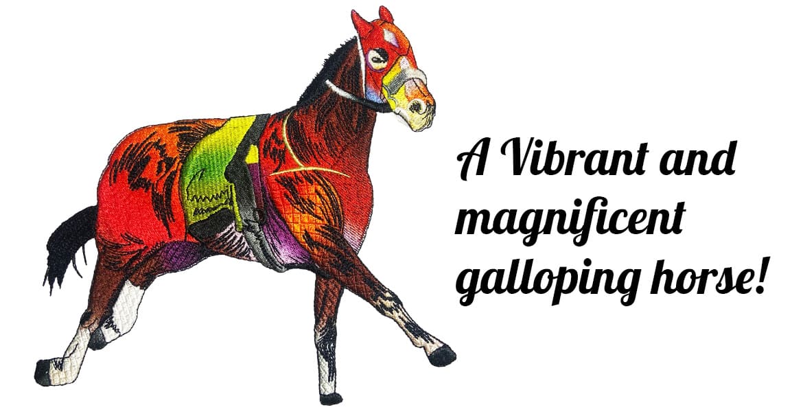 A Vibrant and magnificent galloping horse Coloreel Embroidery Design | Cre8iveSkill
