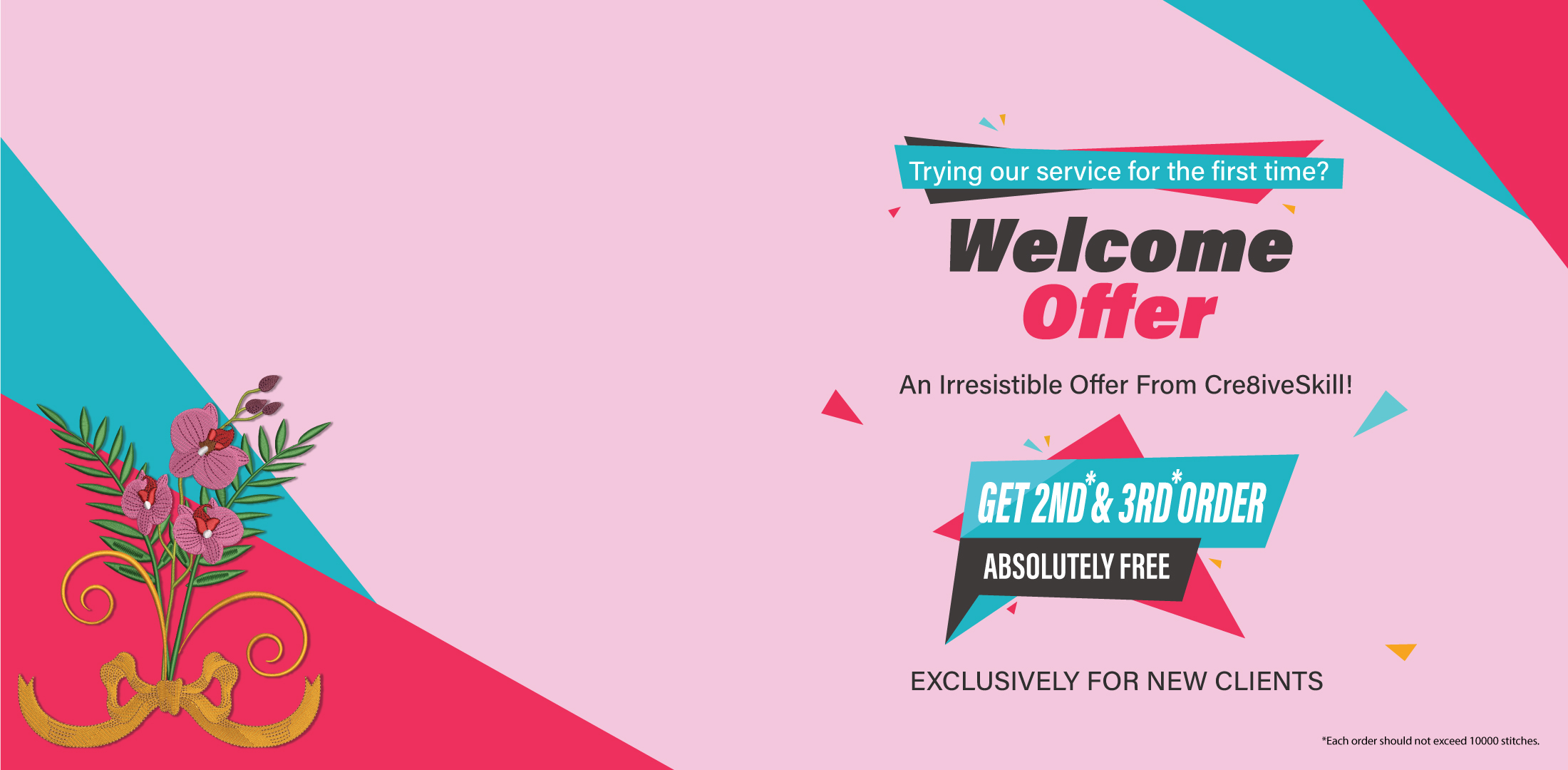 Embroidery Digitizing Welcome offer - Cre8iveSkill