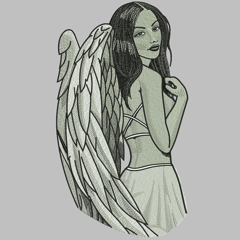 Lady Angel Embroidery Design