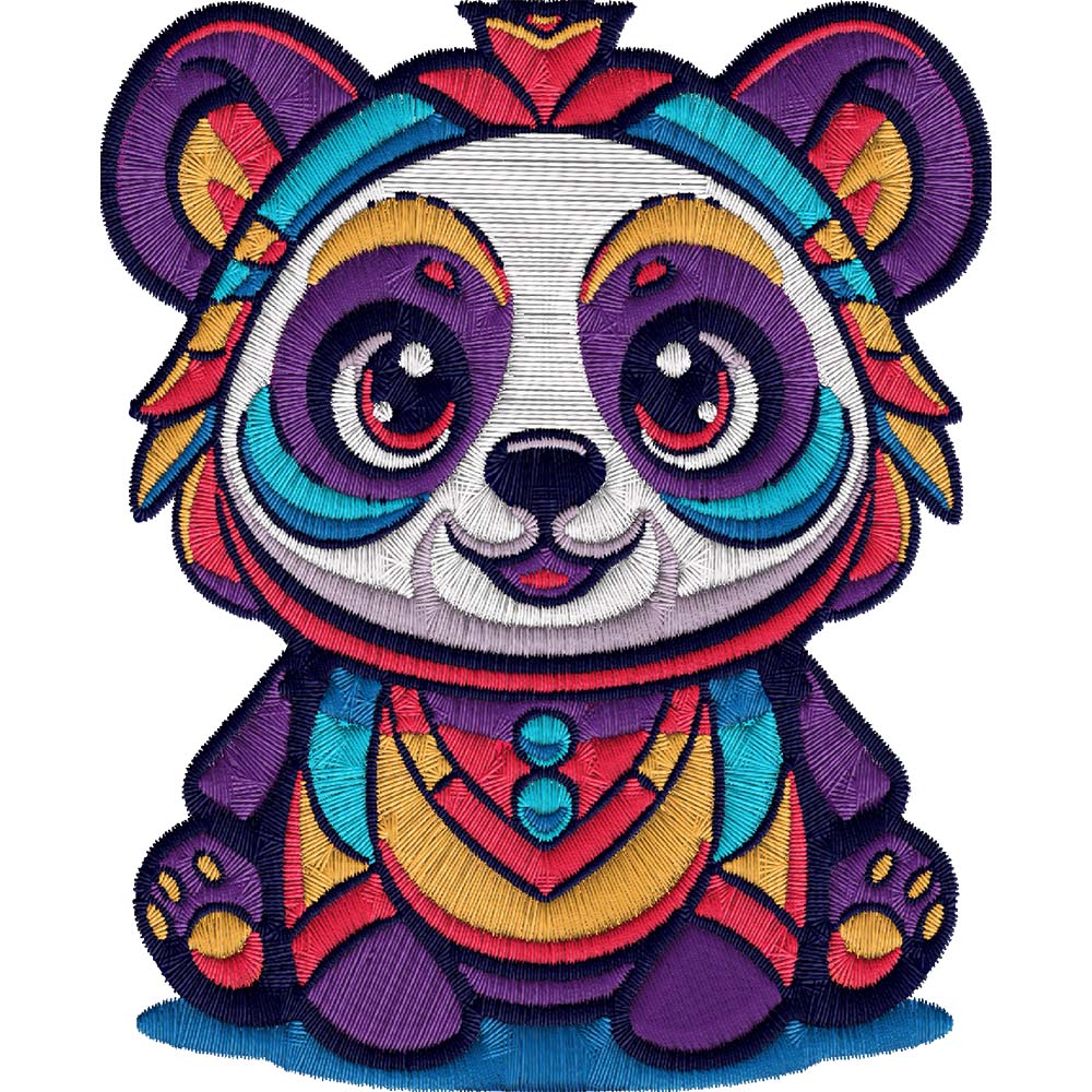 Colorful Panda Faux Embroidery Design by Cre8iveSkill