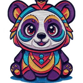 Colorful Panda Faux Embroidery Design by Cre8iveSkill