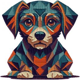 Polygon Dog Faux Embroidery Design by cre8iveskill