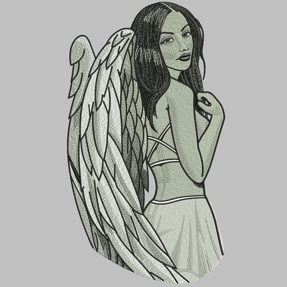 After Lady Angel Embroidery Design