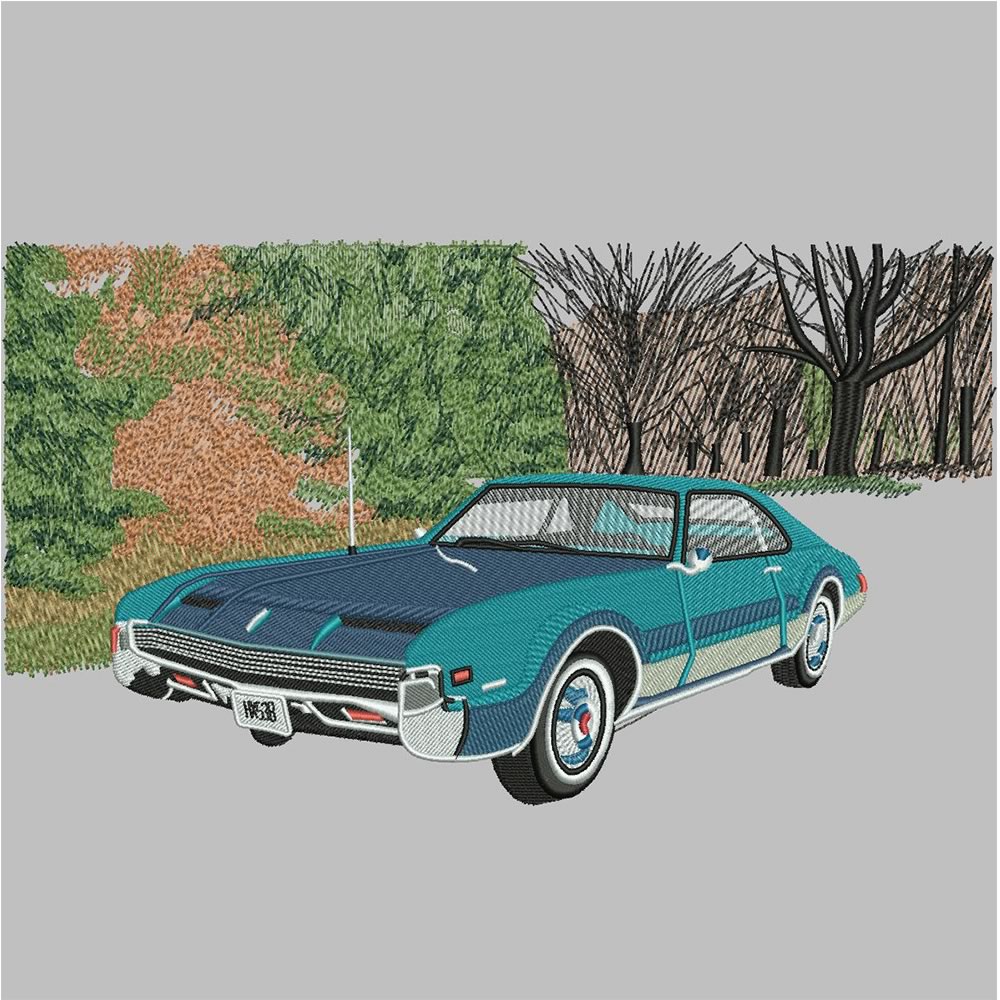 After Classic Car Embroidery Design