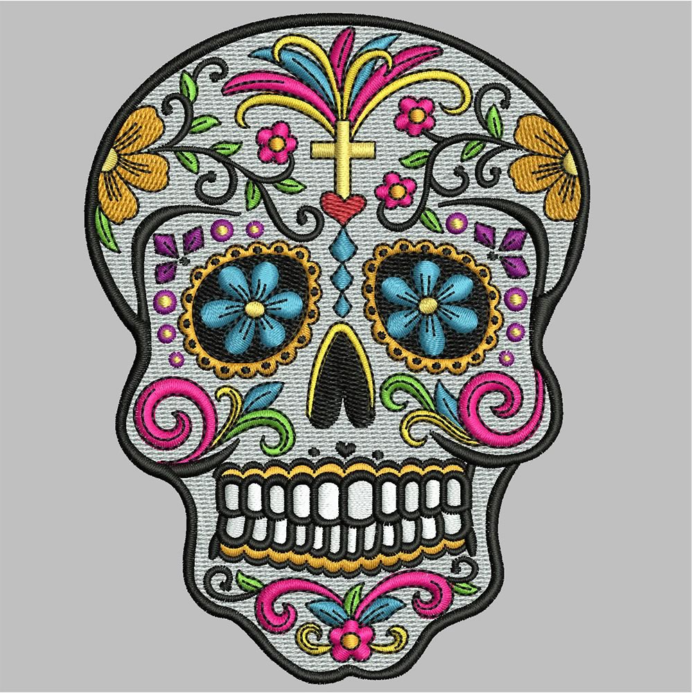 After Sugar skull embroidery