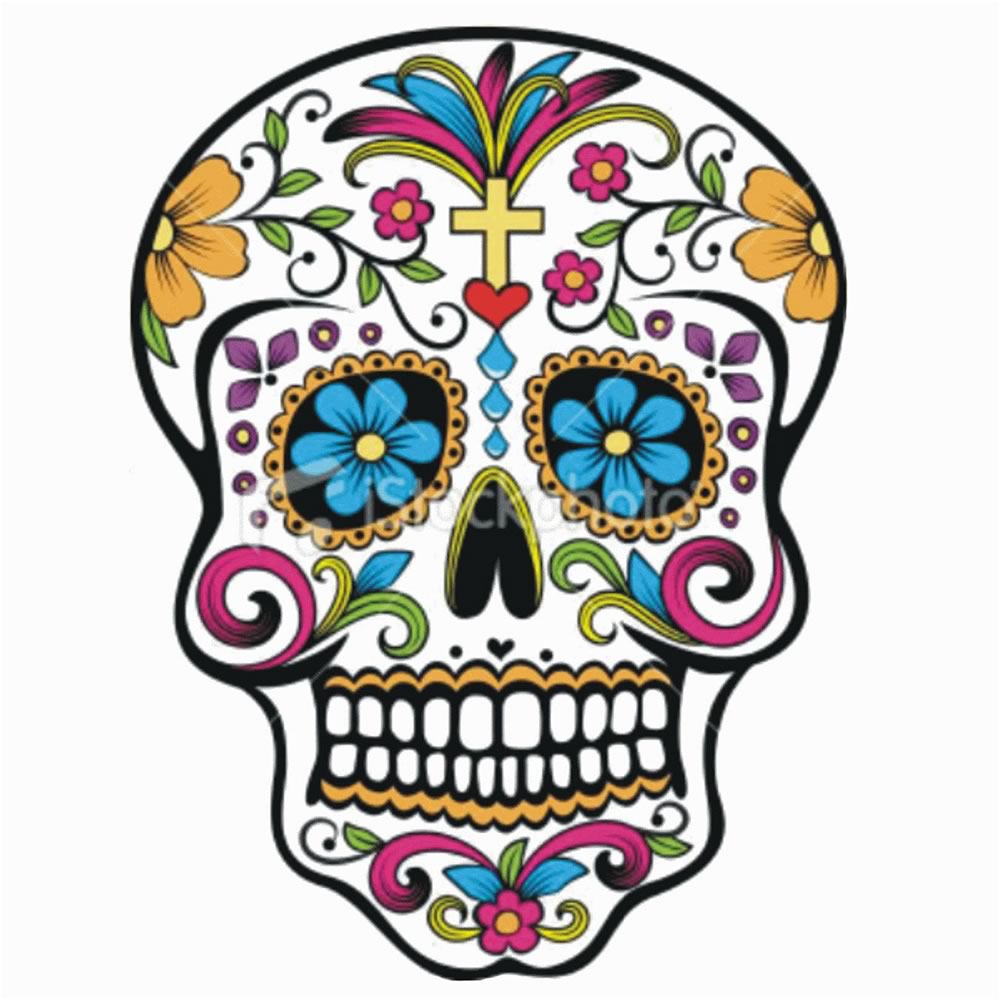 Before Sugar skull embroidery