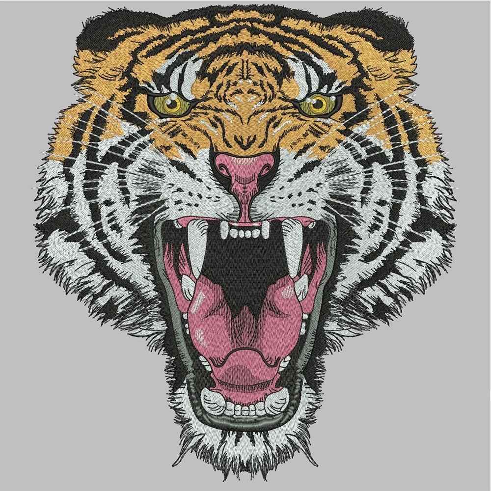 After Tiger Embroidery Design