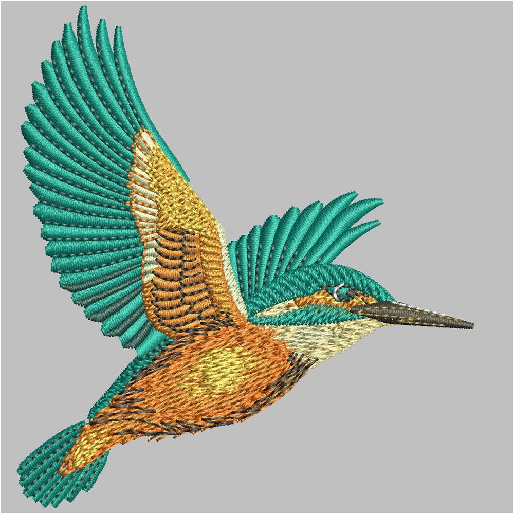 Kingfisher Bird Embroidery After