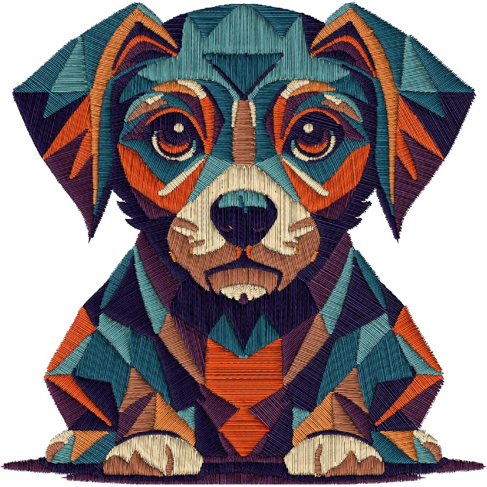Polygon Dog Faux Embroidery Design by cre8iveskill