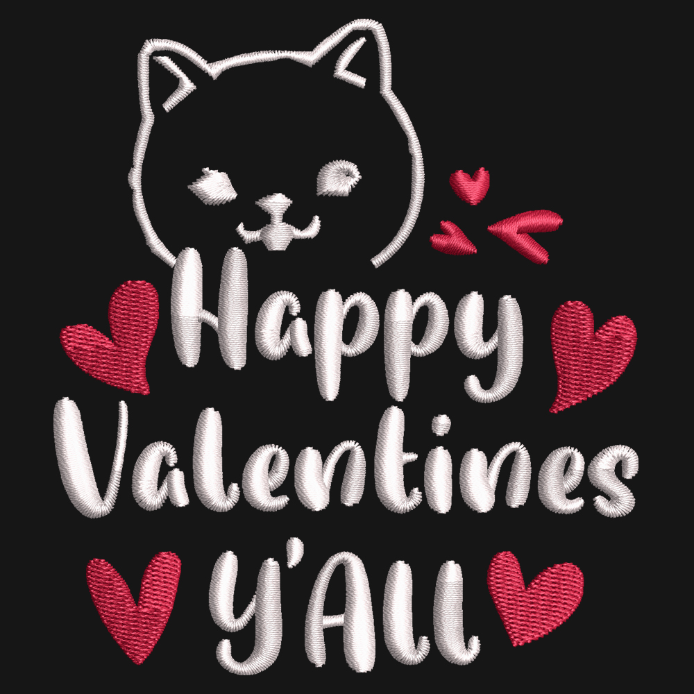 Happy Valentines Day Fancy Script Filled Machine Embroidery Design  Digitized Pattern