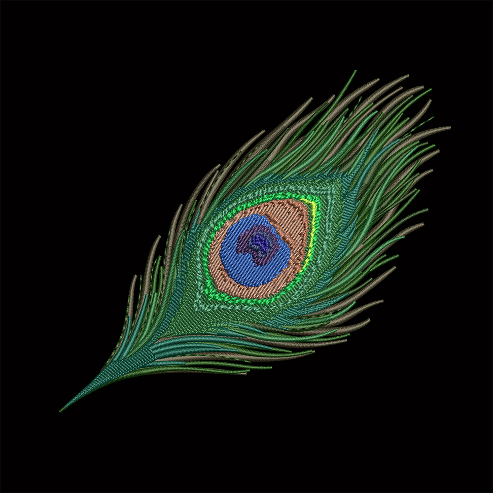 Peacock Feather Machine Embroidery Design