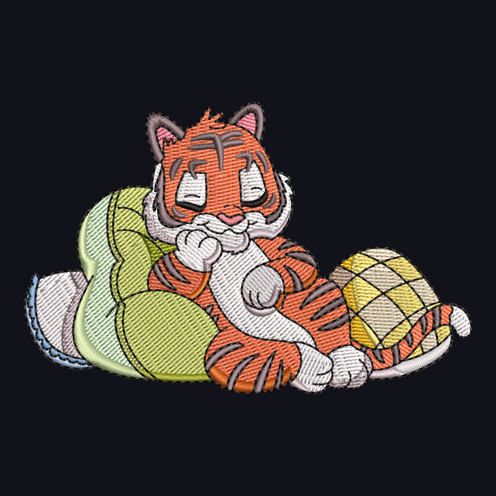 Sleeping Tiger Cub Embroidery Designs | Cre8iveSkill