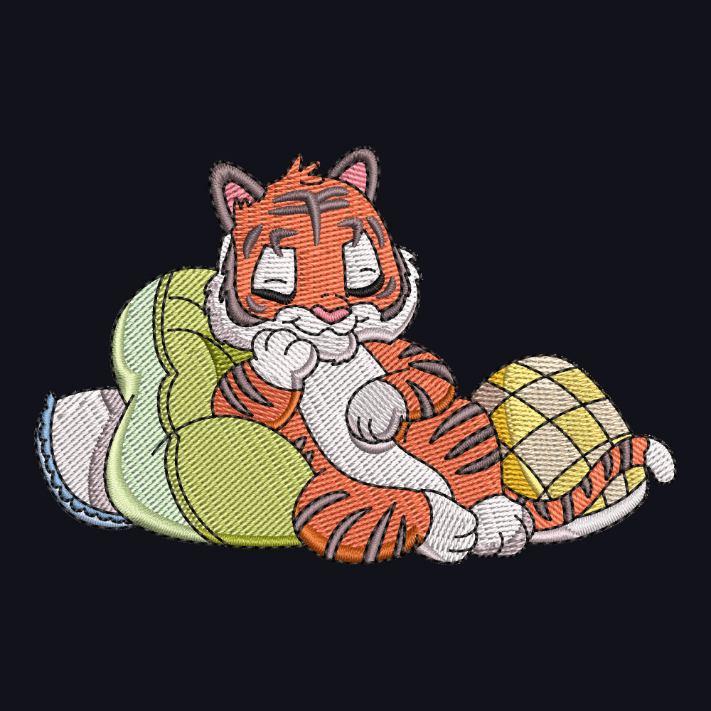 Sleeping Tiger Cub Machine Embroidery Design Buy Now.