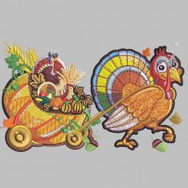 Turkey With Goodies Embroidery Design