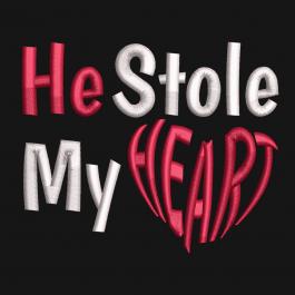 He Stole My Heart Embroidery Design