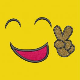 Victory Smiley Applique Embroidery Design