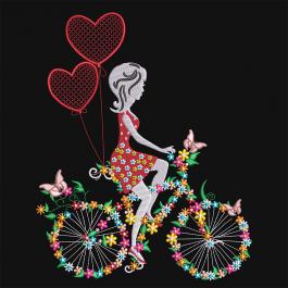 Cre8iveSkill's Embroidery Design Floral Bicycle With Girl