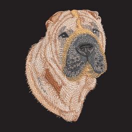 Shar Pei Dog Embroidery Design