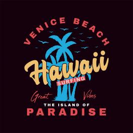 Hawaii Surfing  Vector Graphics Design