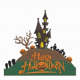 Halloween Haunted House Embroidery Design | Cre8iveSkill