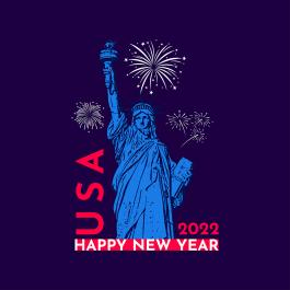 Happy New Year 2022 Statue Of Liberty Vector Graphics Design