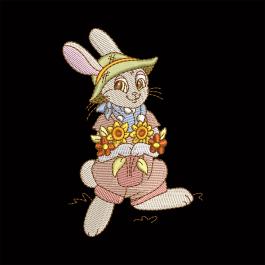 Flower Rabbit Embroidery Design