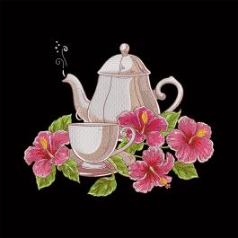 Flower Teapot Machine Embroidery Design