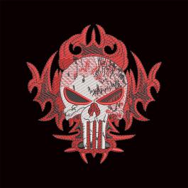 Fire Flames Punisher Skull Embroidery Design | Cre8iveSkill
