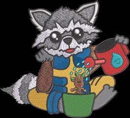 Rocket Raccoon and Baby Groot Embroidery Design | Cre8iveSkill