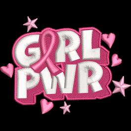 Pink Ribbon Girl Power Digital Embroidery Design | Cre8iveSkill