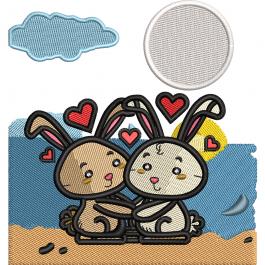 Cute Bunny Couple Embroidery Design | Cre8iveSkill