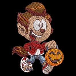 Halloween Special Boy With Jack O Lantern Digital Embroidery Design | Cre8iveSkill