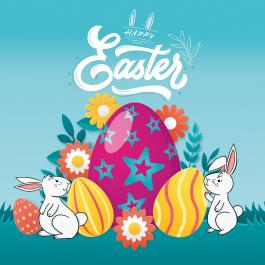 Quality Bunny With Easter Eggs Vector Graphic Design | Cre8iveSkill