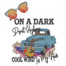 On A Dark Desert Highway Digital Embroidery Design | Cre8iveSkill