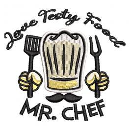 Mr. Chef Love Testy Food Embroidery Design | Cre8iveSkill