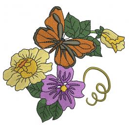 Butterfly And Flowers Machine Embroidery Design | Cre8iveSkill