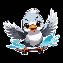 High Quality Skating Bird Vector Sticker Design | Cre8iveSkill