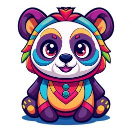 Colorful Chibi Panda Vector Design-Cre8iveskiill