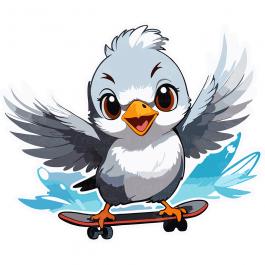 High Quality Skating Bird Vector Sticker Design | Cre8iveSkill