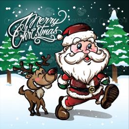 Santa With Reindeer Vector Art Design | Cre8iveSkill