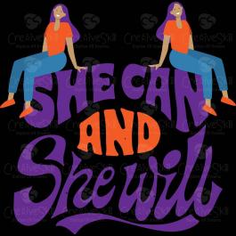 She Can & She Will | Women Day Vector Design | Cre8iveSkill