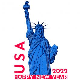 Happy New Year 2022 Statue Of Liberty Vector Graphics Design