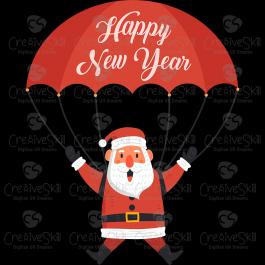 Happy New Year Flying Santa Claus Vector Design-Cre8iveSkill