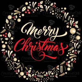 Merry Christmas Floral Wreath Vector Graphics - Cre8iveSkill