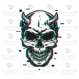 Glitch Skull Face Vector Art Design-Cre8iveSkill