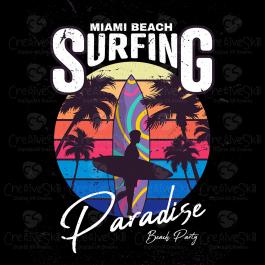 Miami Beach Surfing Vector Graphics Design