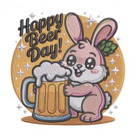 Happy Beer Day Bunny Embroidery Design - Cre8iveskill
